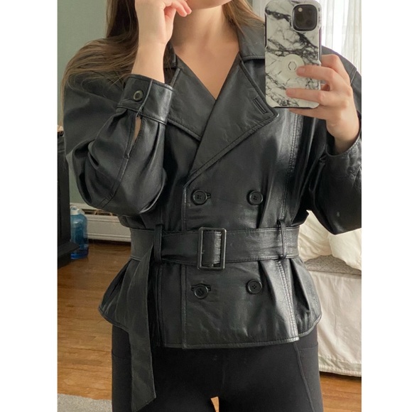 Vintage Jackets & Blazers - RARE VINTAGE REFORMATION Pleather Tapered Jacket